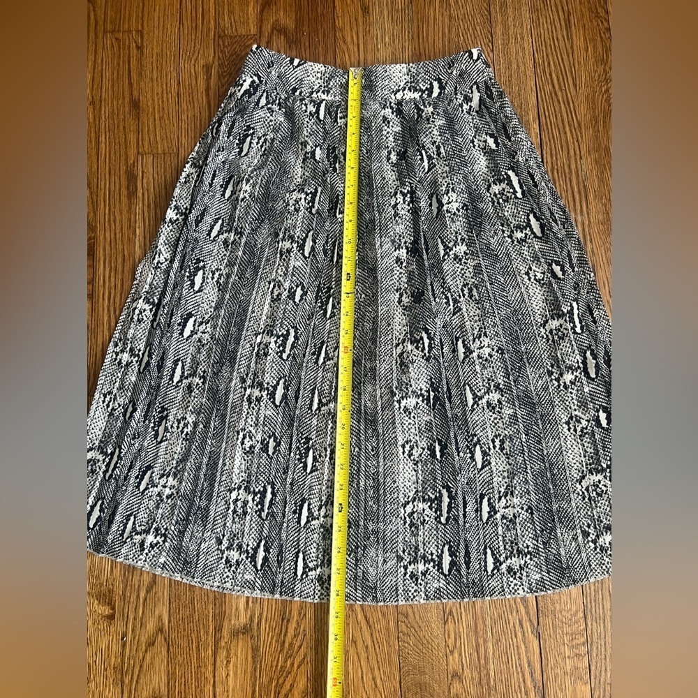 J. Crew Womens Pleated Snakeskin Midi Skirt Black Cream